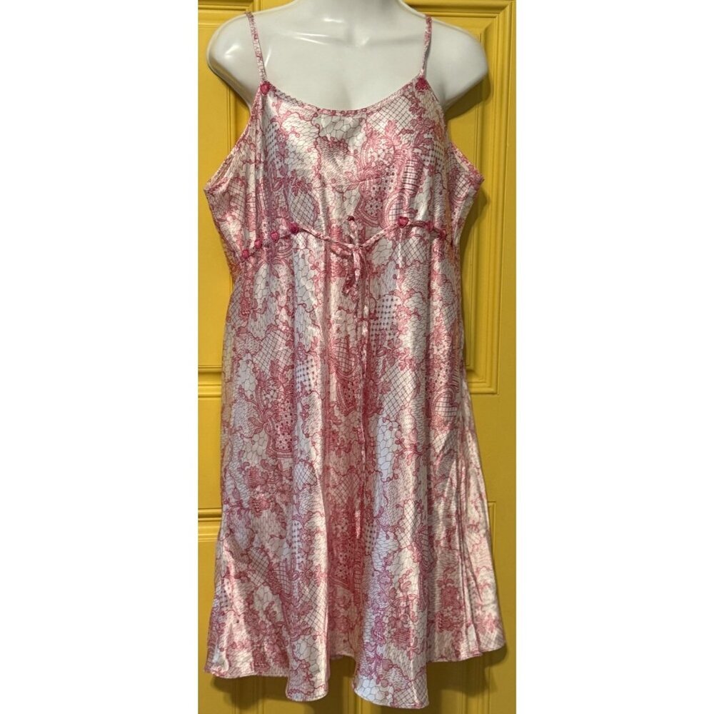 Jaclyn Smith Pink Hearts Flowers Nightgown‎ Size XL Packable Romantic Femenine